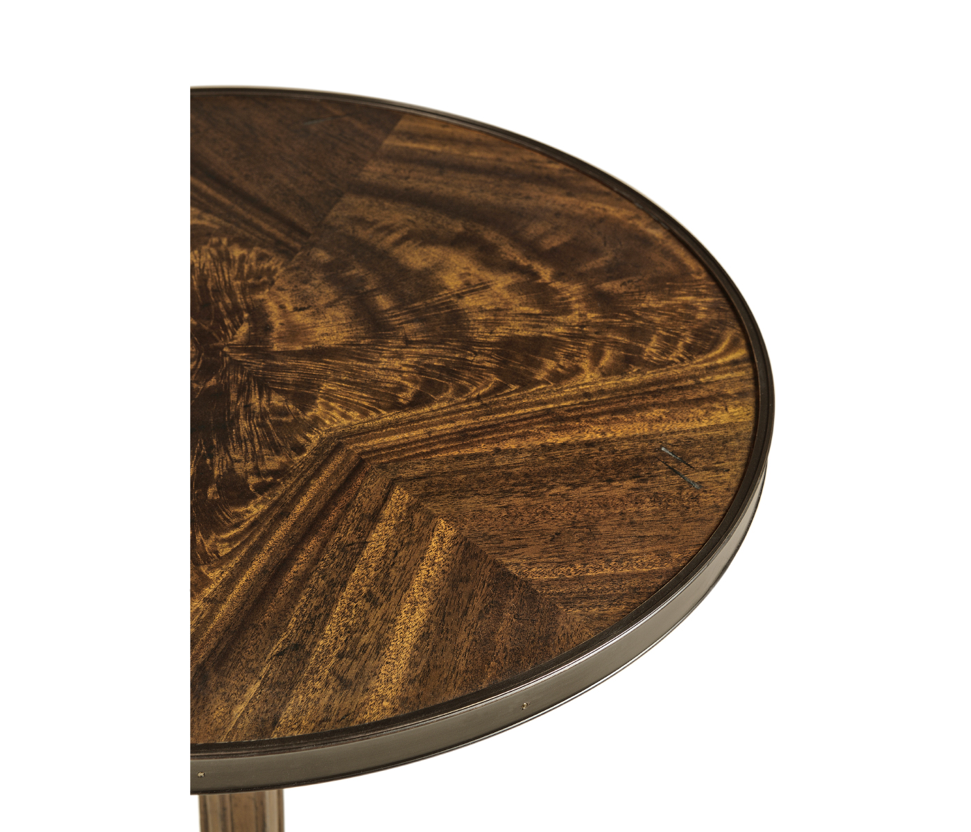 Brown Mahogany Lamp Table with Brass Moulding