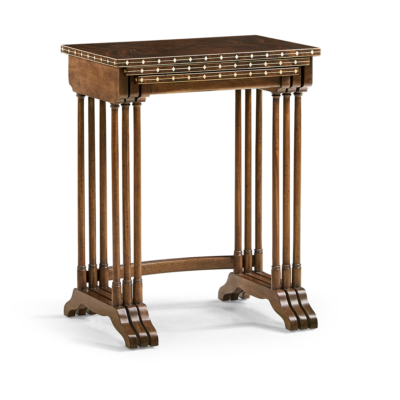 3 Nesting Tables with Faux Bone Inlay