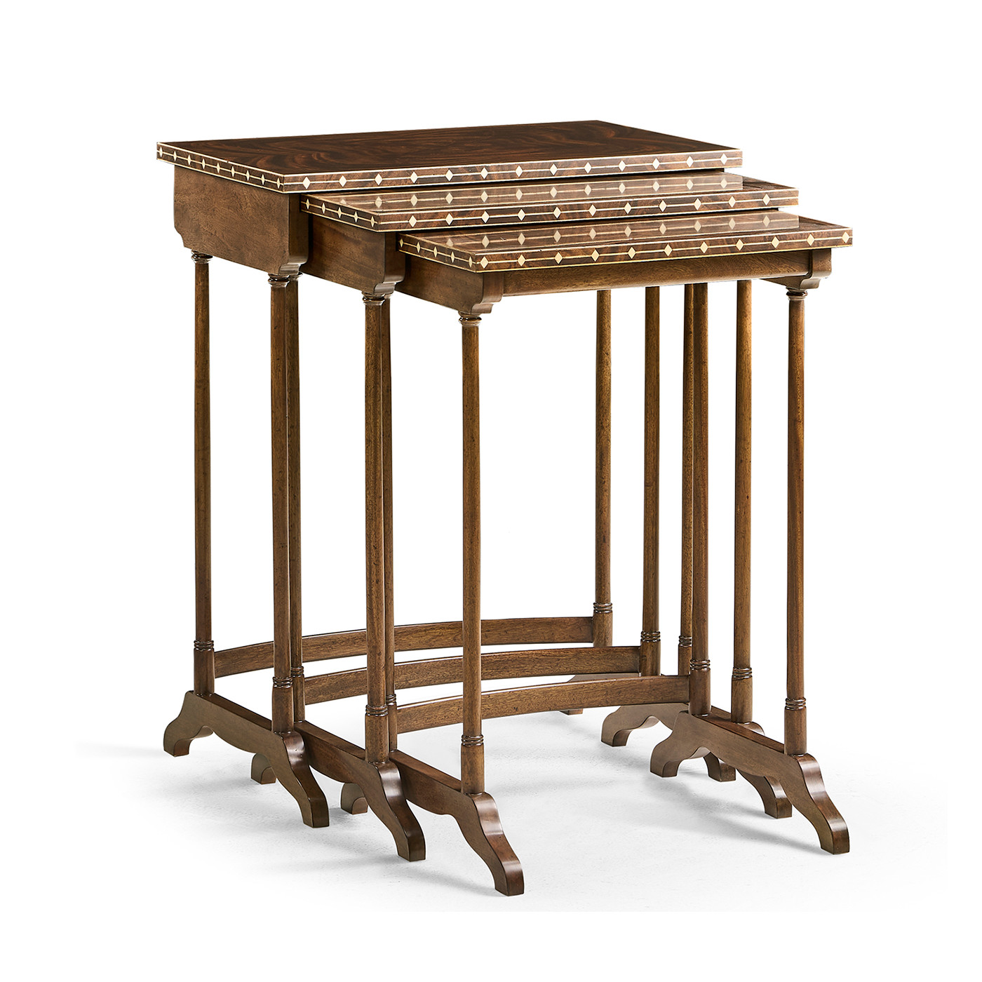 3 Nesting Tables with Faux Bone Inlay