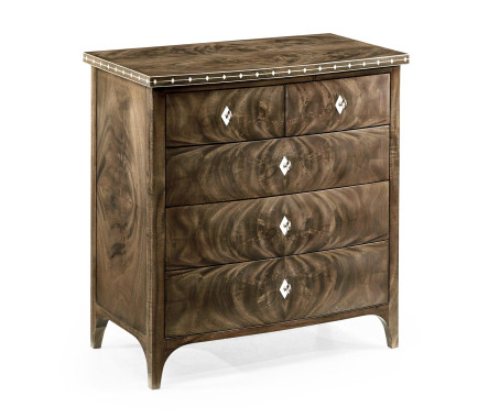 Small Bleached Mahogany Chest of Drawers with Bone Inlay