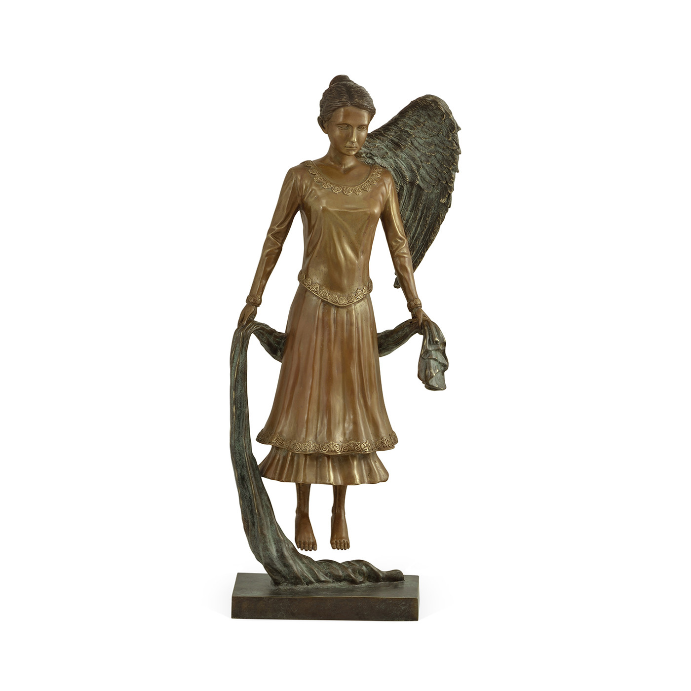 Antique Light Brown Brass Hovering Angel
