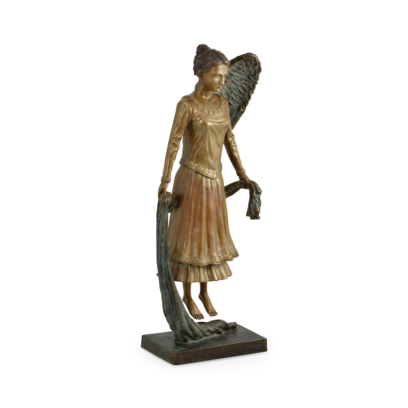 Antique Light Brown Brass Hovering Angel
