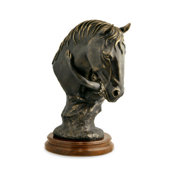 Antique Dark Bronze Young Girl & Her Horse