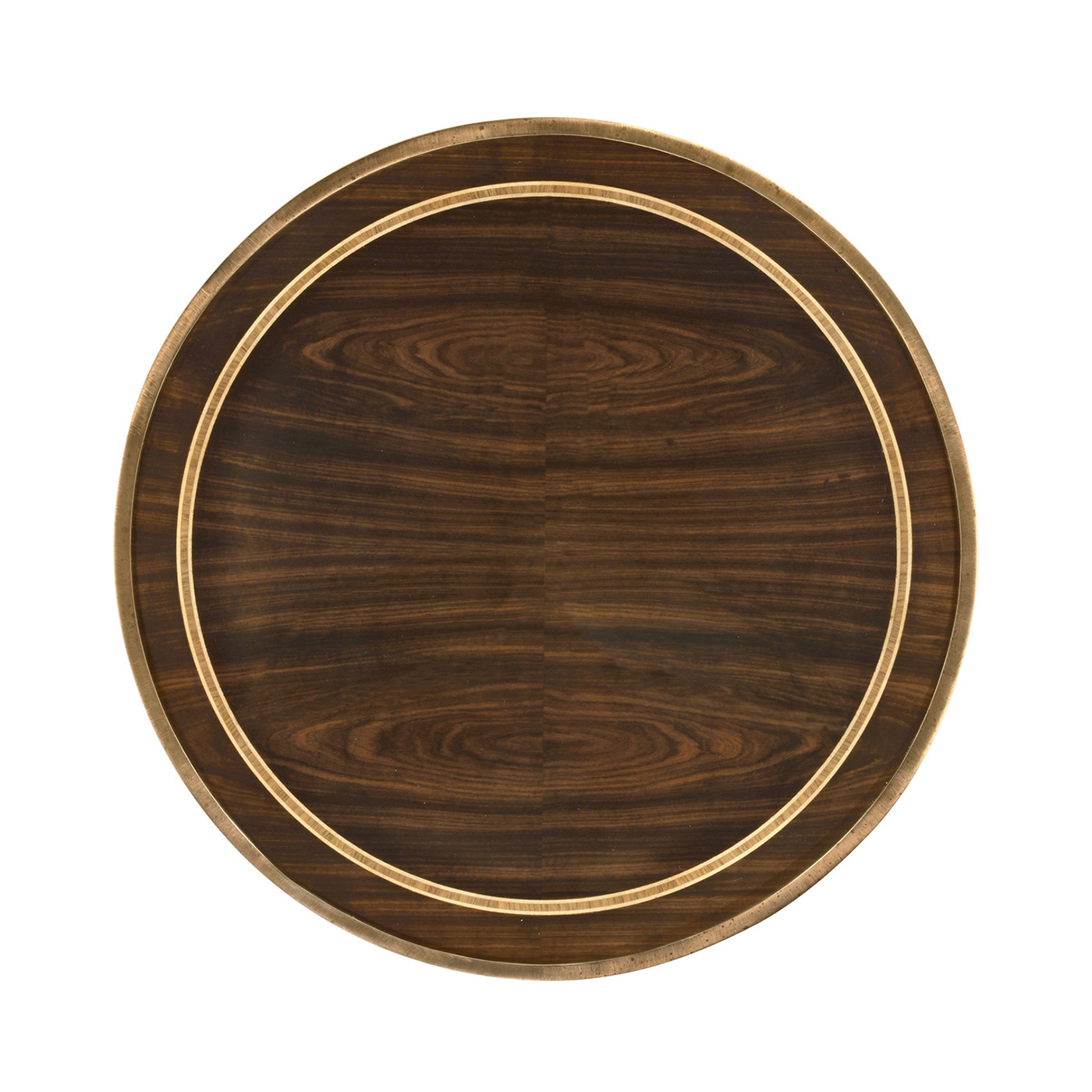 Small Round Dark Santos & Brass End Table