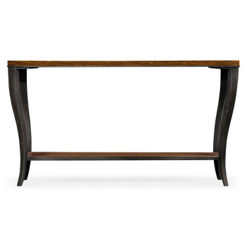Rectangular Curved Daniella and Burl Walnut Console Table