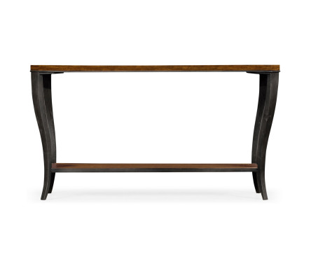 Rectangular Curved Daniella and Burl Walnut Console Table