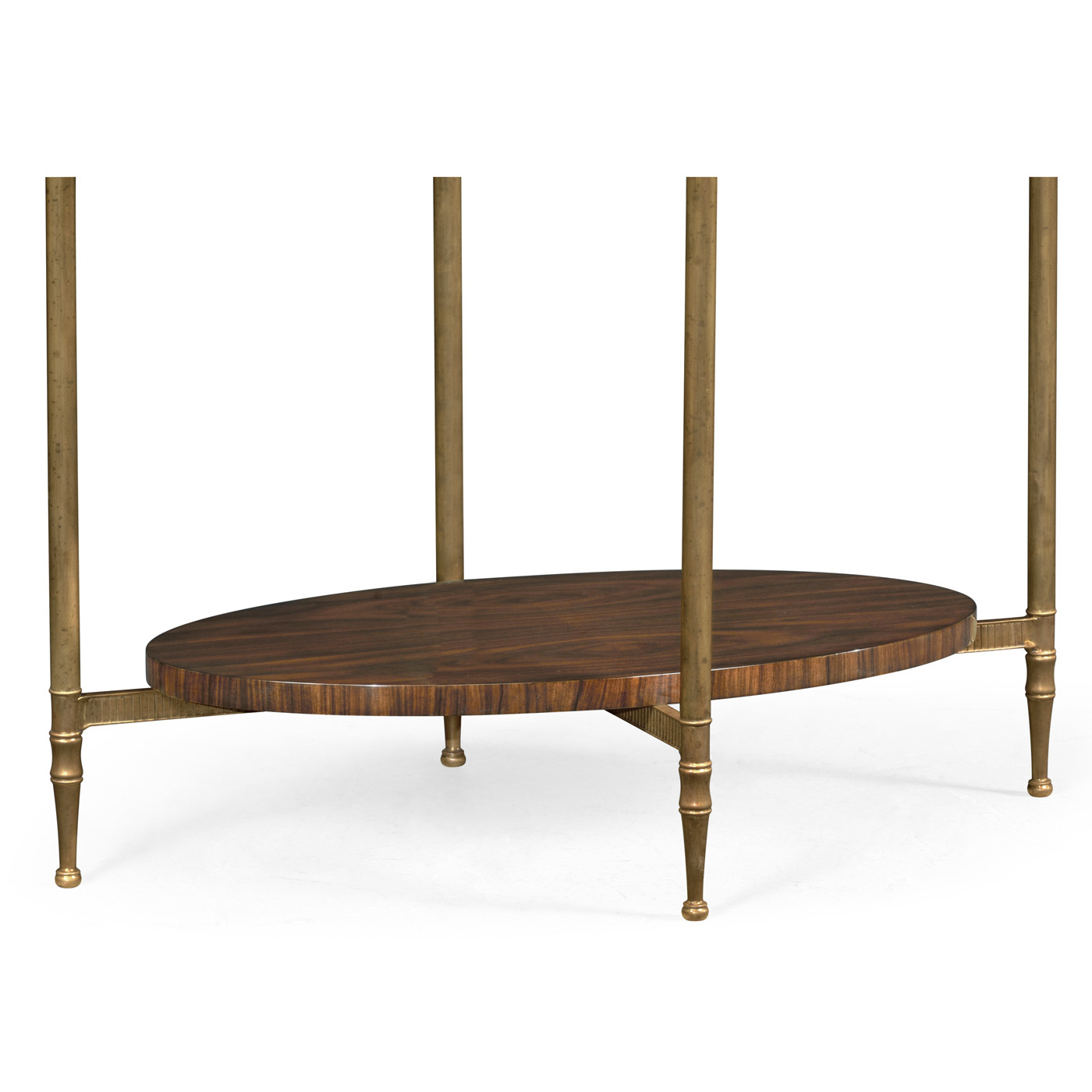 Oval Brass & Dark Santos Lamp Table with Antique Mirror Top