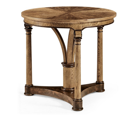 Round English Brown Oak Lamp Table