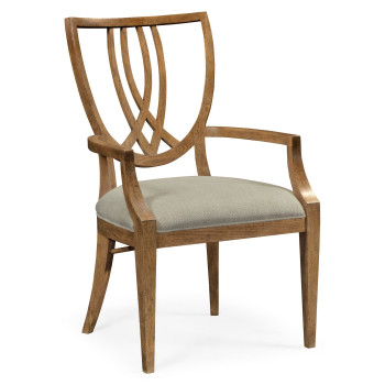 Shield Back English Brown Oak Dining Arm Chair