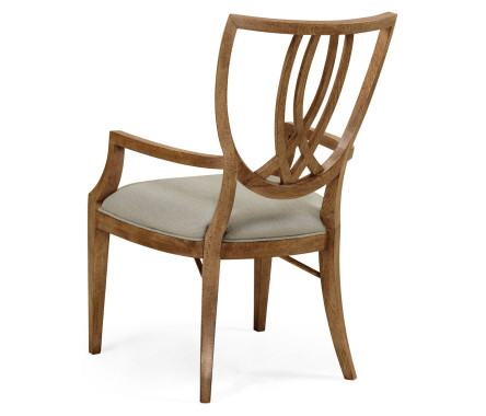 Shield Back English Brown Oak Dining Arm Chair