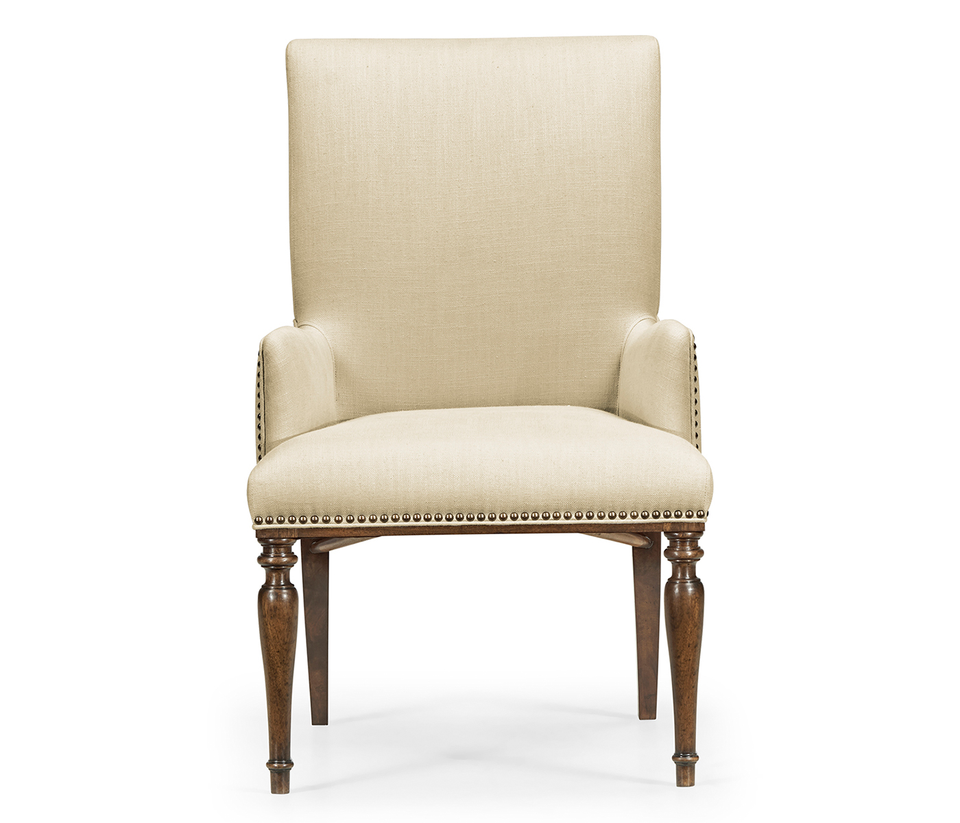 Square Back Bleached Crotch Walnut Dining Arm Chair