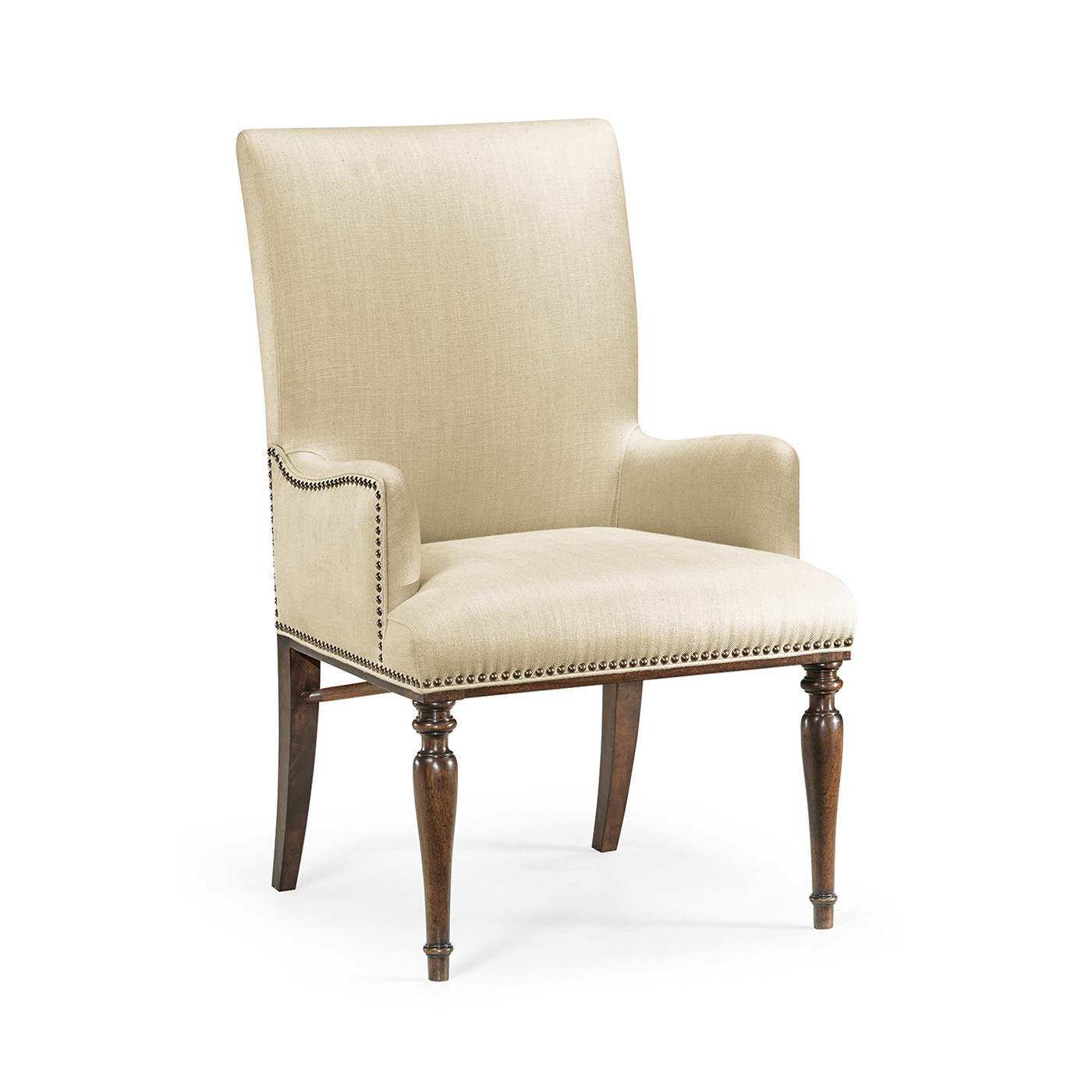 Square Back Bleached Crotch Walnut Dining Arm Chair