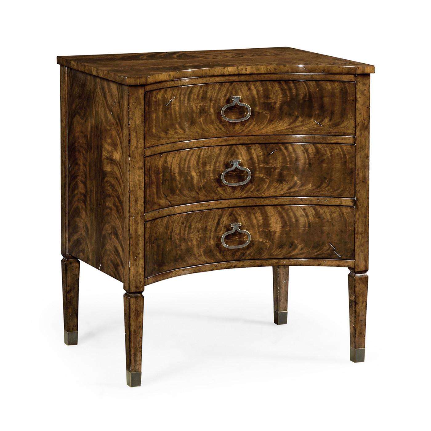 Inward Bow Front Light Brown Mahogany Bedside Chest