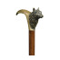 Mahogany Walking Stick with Brass Wolf Topper