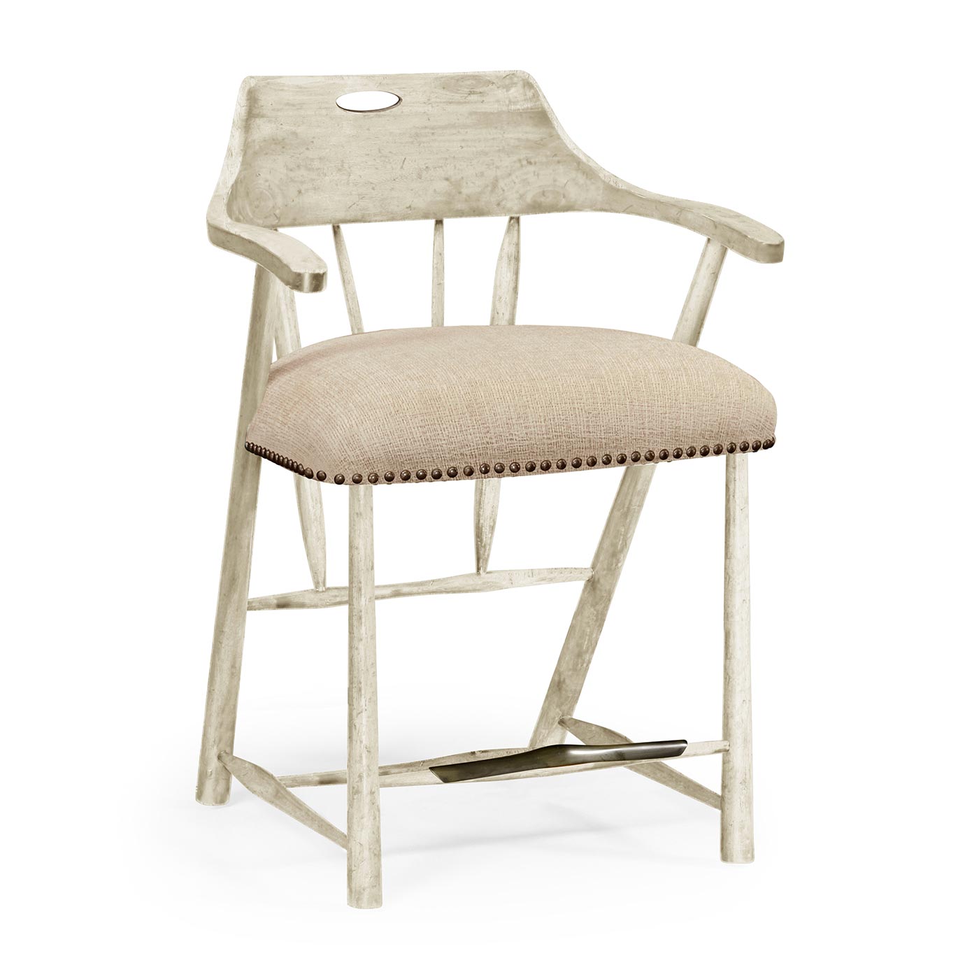 Smokers Style Whitewash Driftwood Counter Stool
