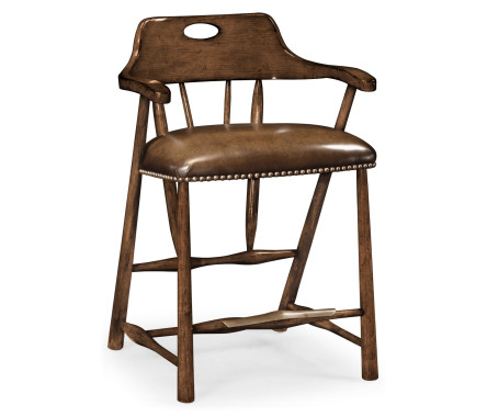 Smokers Style Dark Oak Counter Stool
