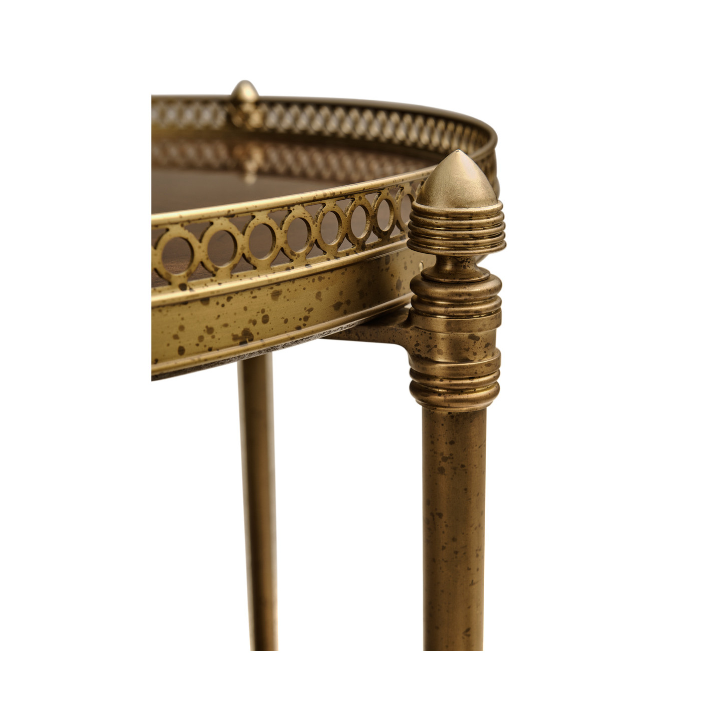 Round Light Brown Mahogany & Brass End Table