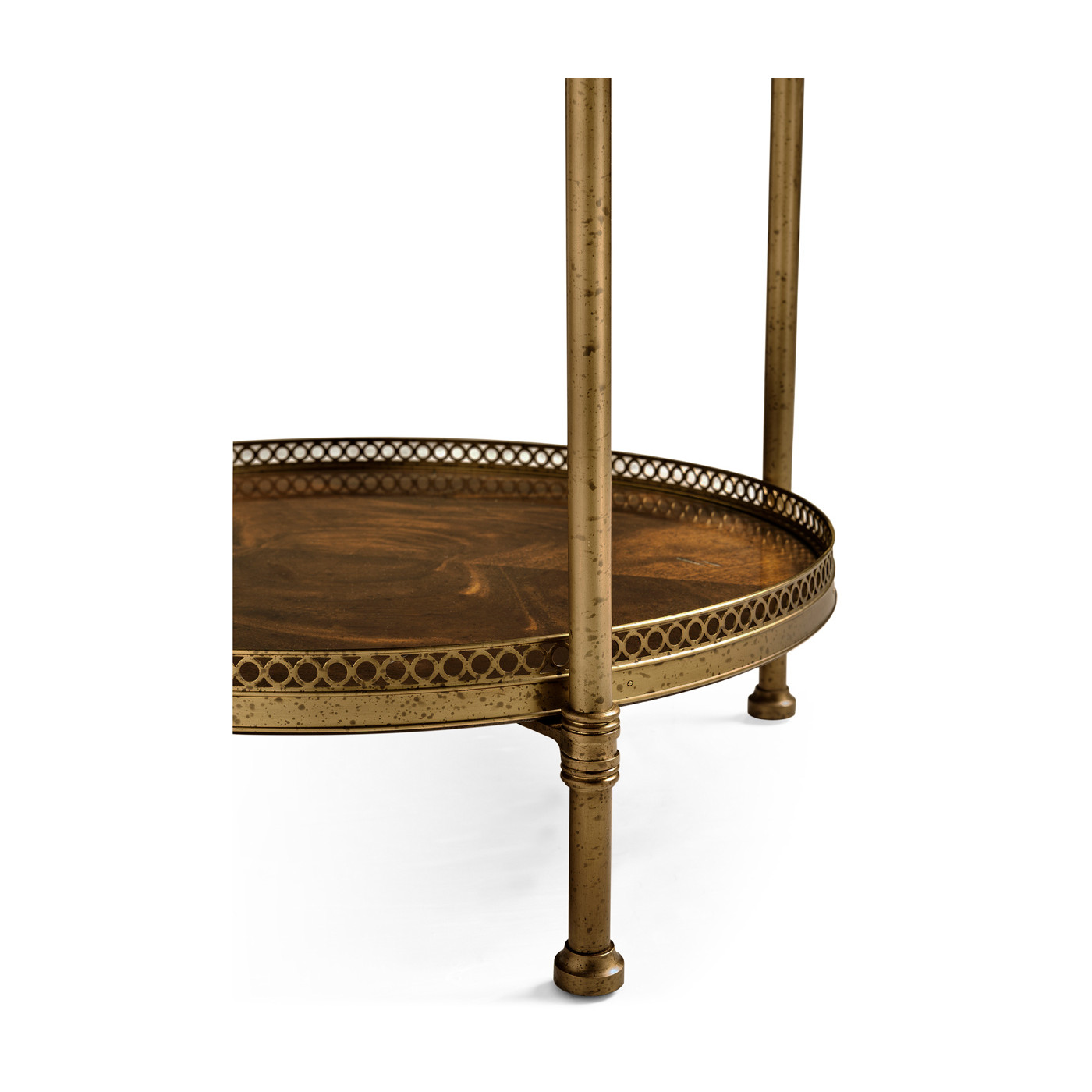 Round Light Brown Mahogany & Brass End Table