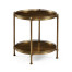 Round Light Brown Mahogany & Brass End Table