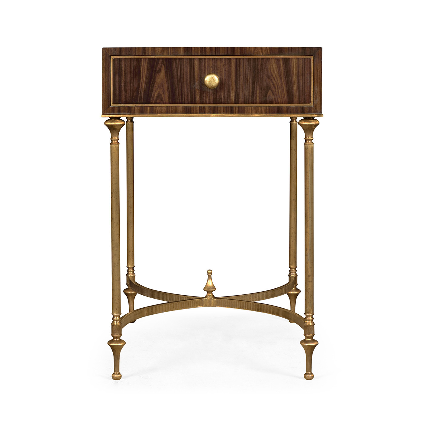 Rectangular Dark Santos & Brass End Table