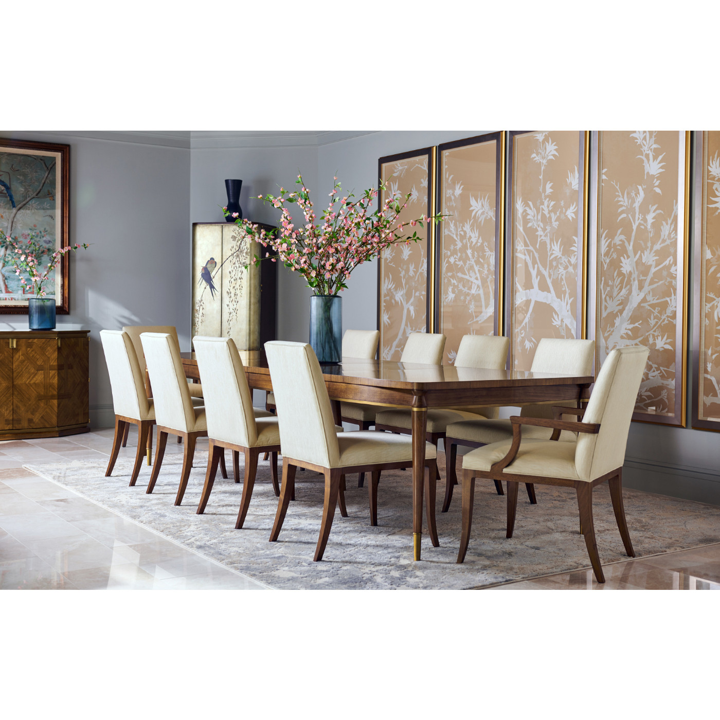 Handpainted on Light Gold Foil Drinks Cabinet