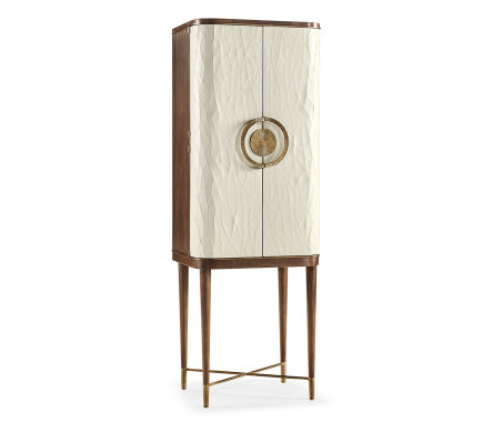 Crackle Cloth Lacquered Drinks Cabinet