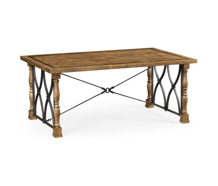 Small English Brown Oak & Iron Coffee Table