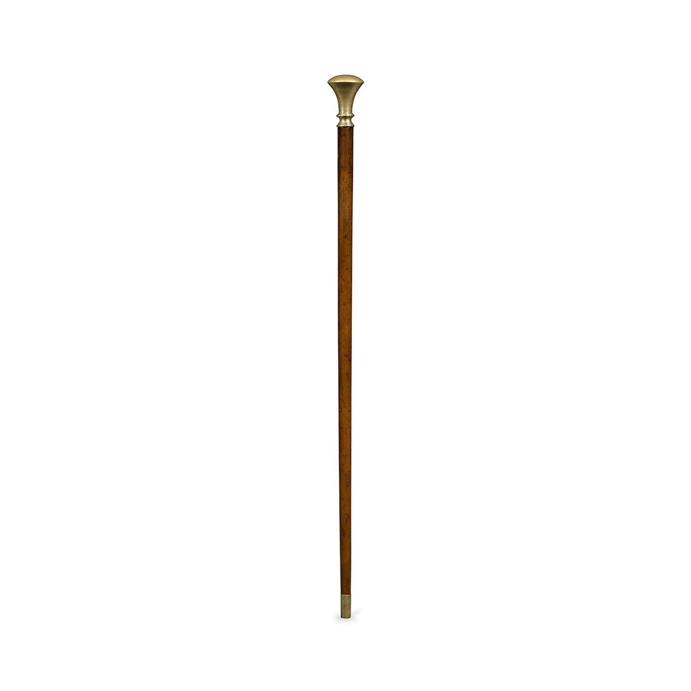 Mahogany Walking Stick with Brass Pommel Topper