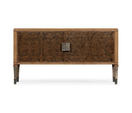 Large Rectangular English Brown Oak & Dark Brown Burl Walnut Buffet