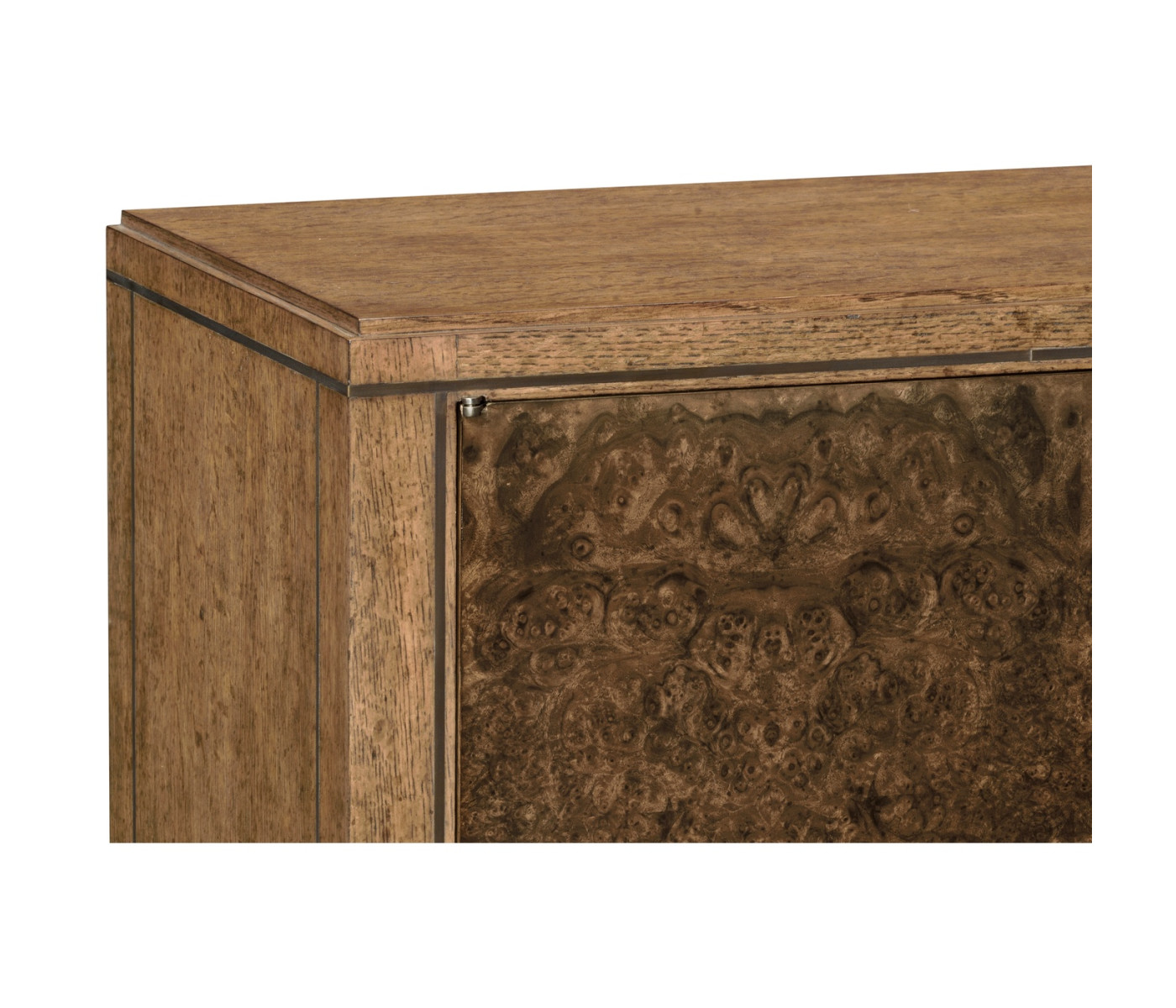 Large Rectangular English Brown Oak & Dark Brown Burl Walnut Buffet