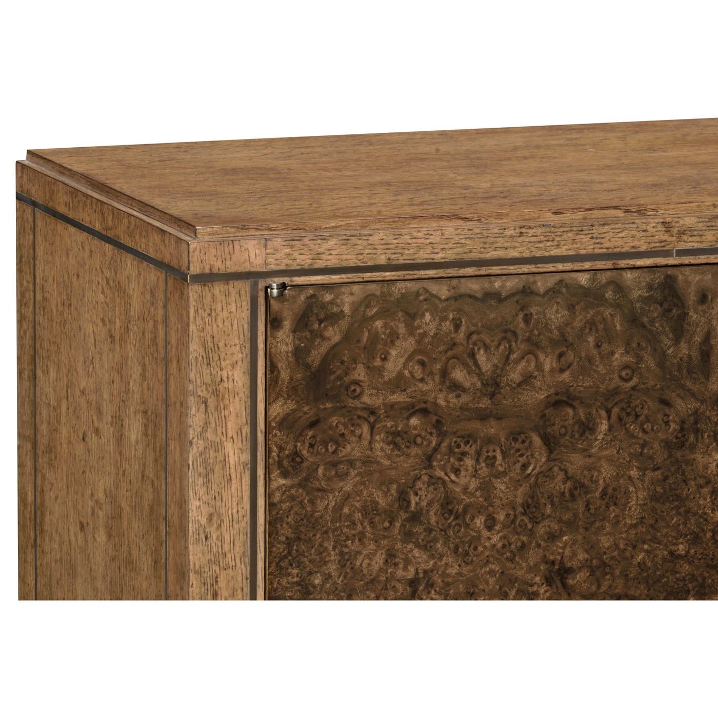 Large Rectangular English Brown Oak & Dark Brown Burl Walnut Buffet