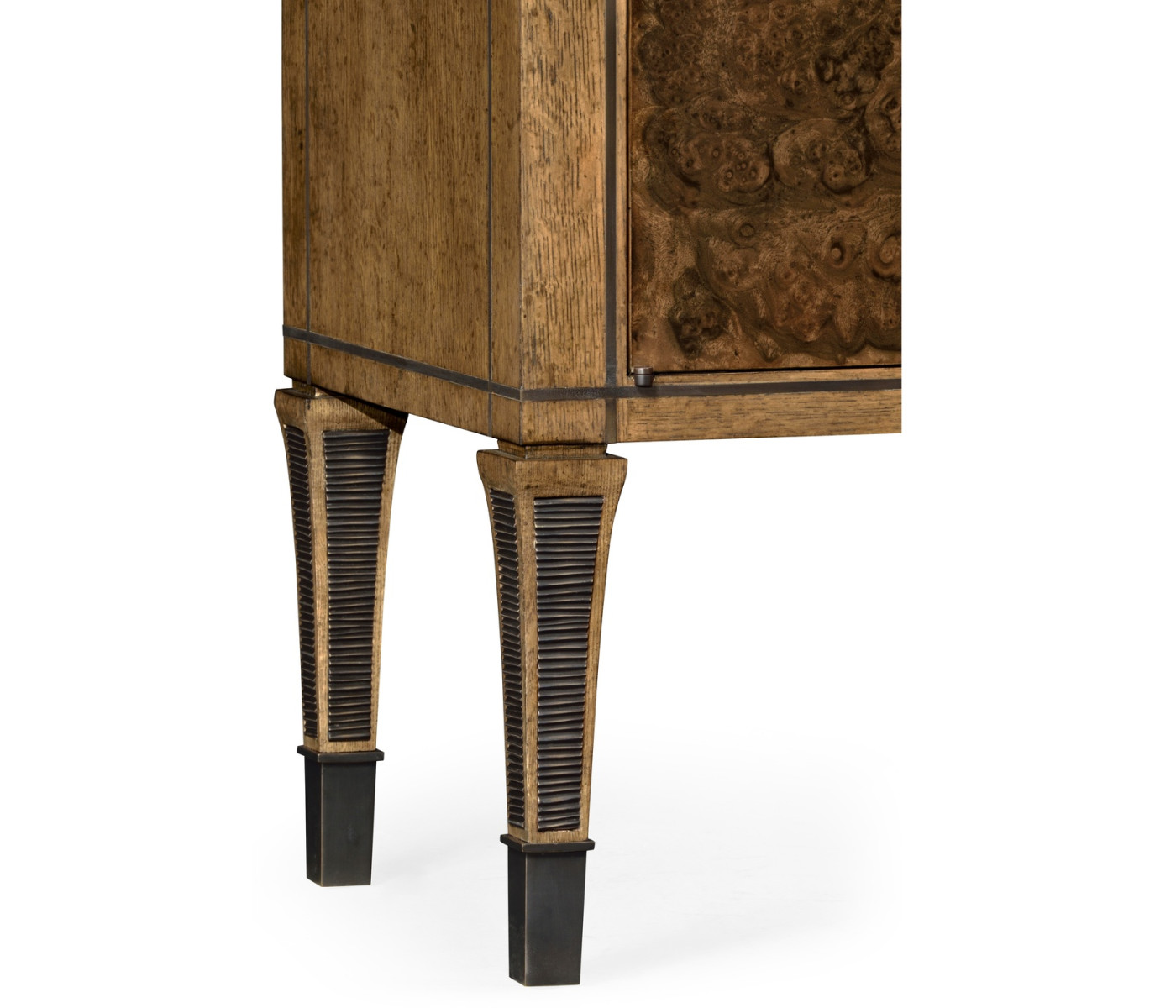 Large Rectangular English Brown Oak & Dark Brown Burl Walnut Buffet