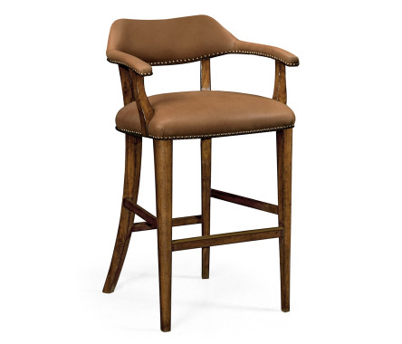 Walnut Upholstered Library Bar Stool