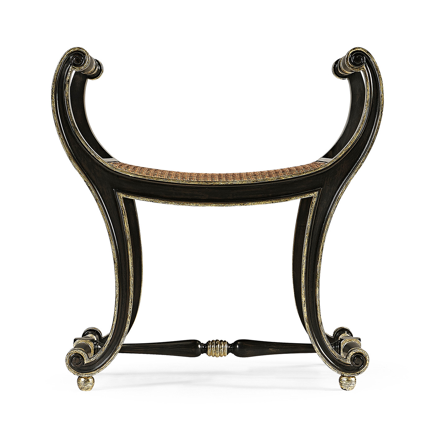 Curved Charcoal & Gilded Stool