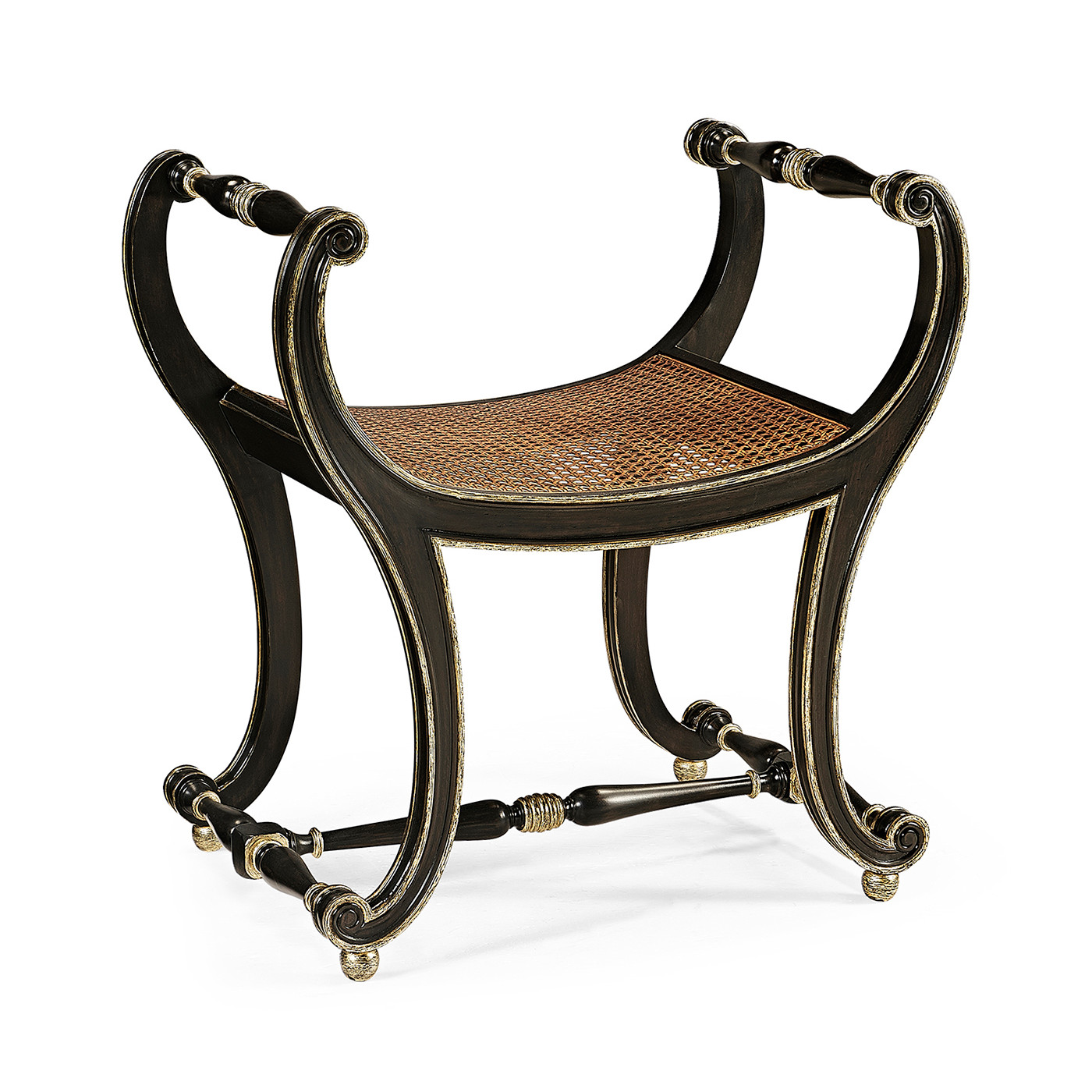 Curved Charcoal & Gilded Stool