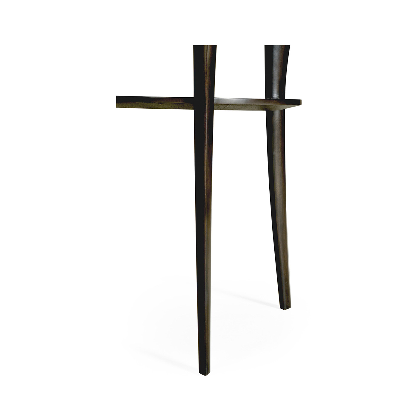 Round Charcoal & Walnut End Table with Antique Mirror Top