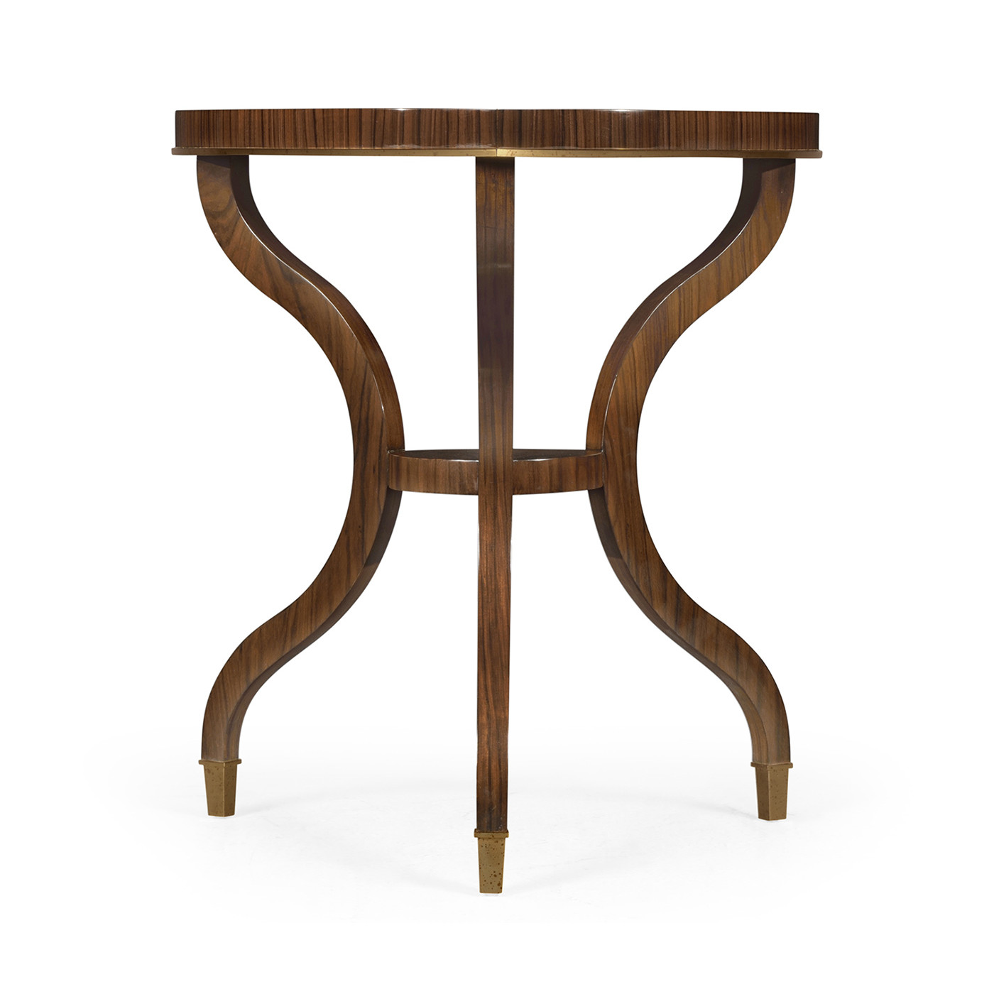 Triangular Dark Santos & Brass Side Table