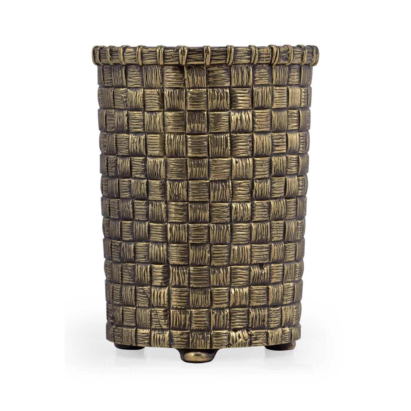 Woven Light Antique Brass Pencil Cup