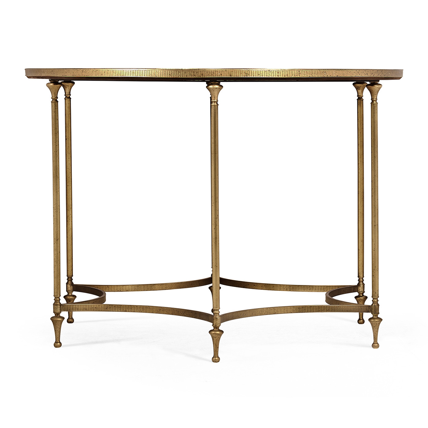 Round Dark Santos & Brass Centre Table with Six Leg Base