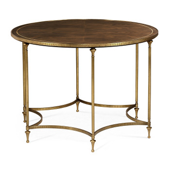 Round Dark Santos & Brass Centre Table with Six Leg Base