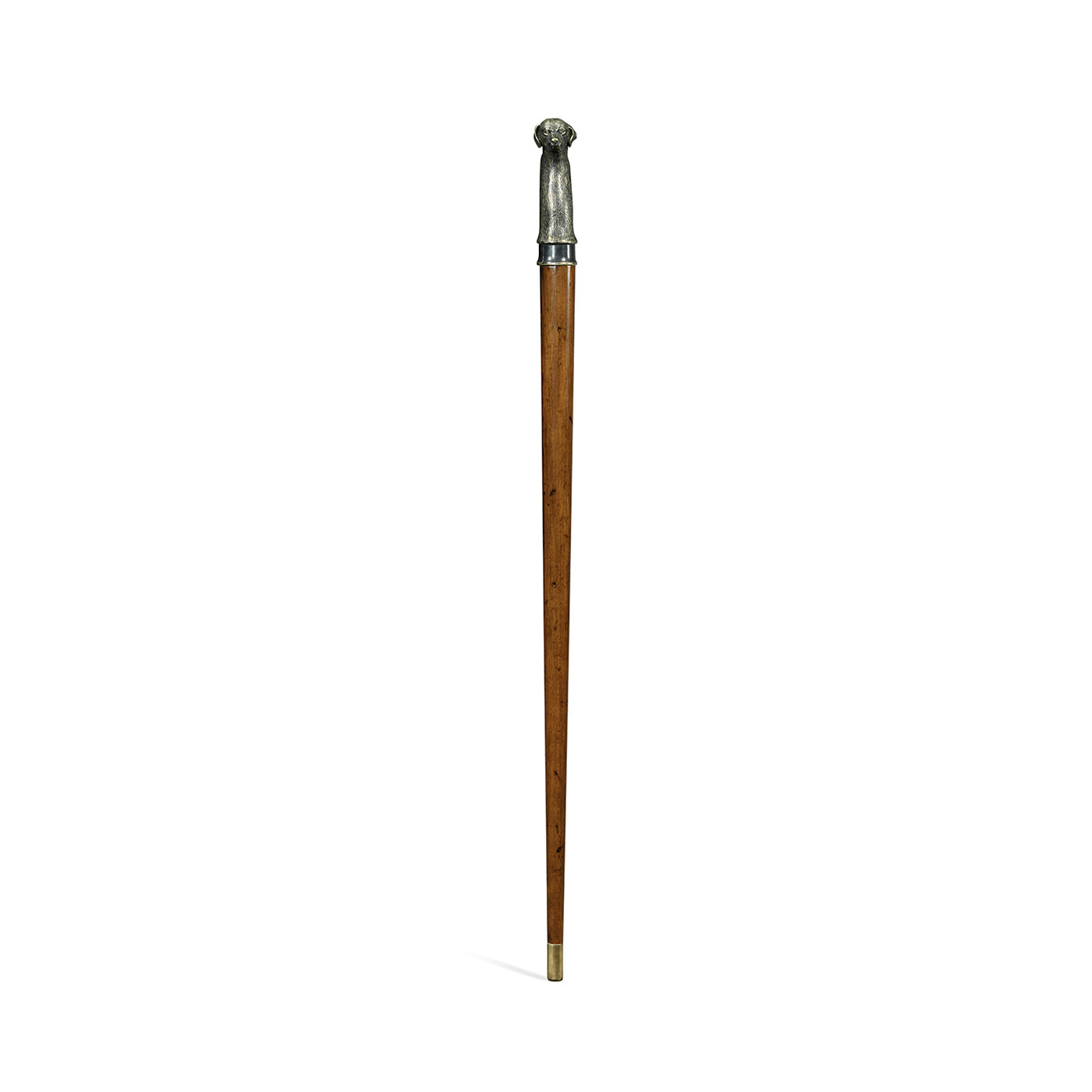 Mahogany Walking Stick with Brass Dog Topper