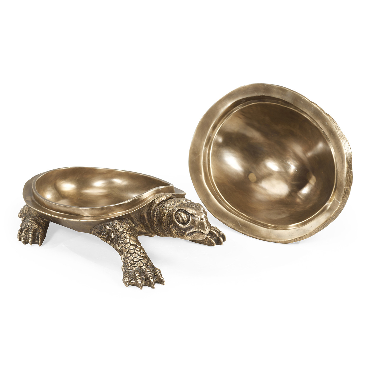 Anitque Light Brown Brass Turtle Container