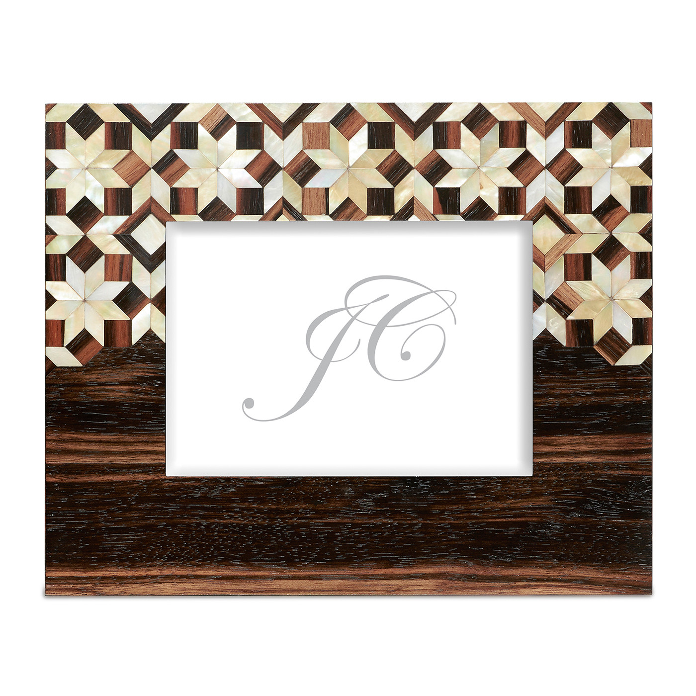Horizontal Macassar Ebony & Mother of Pearl Mosaic Picture Frame (5