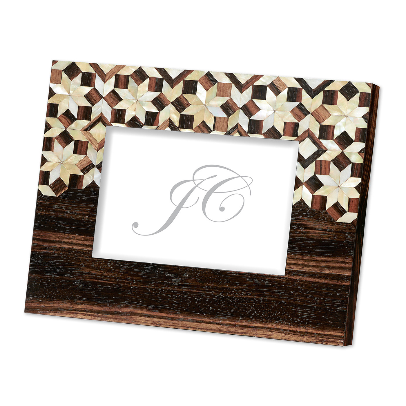 Horizontal Macassar Ebony & Mother of Pearl Mosaic Picture Frame (5