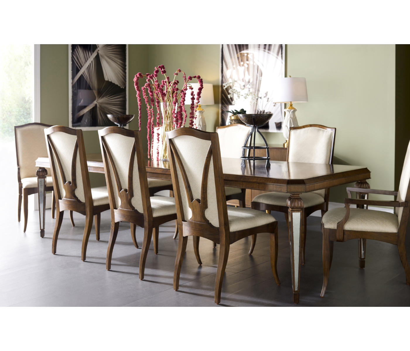 Berkley Walnut & Antique Mirror Dining Table