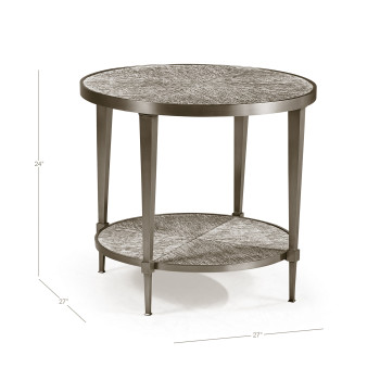 Geometric Round Lamp Table with Shelf