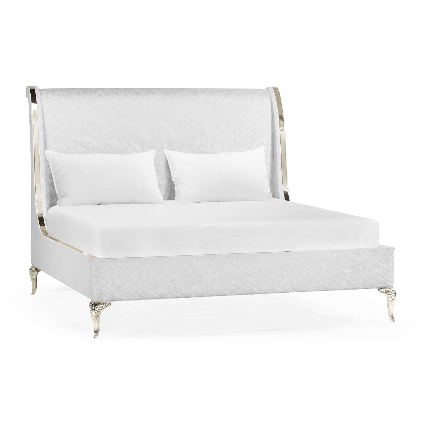 Rivoli White Stainless Steel Cali King Bed