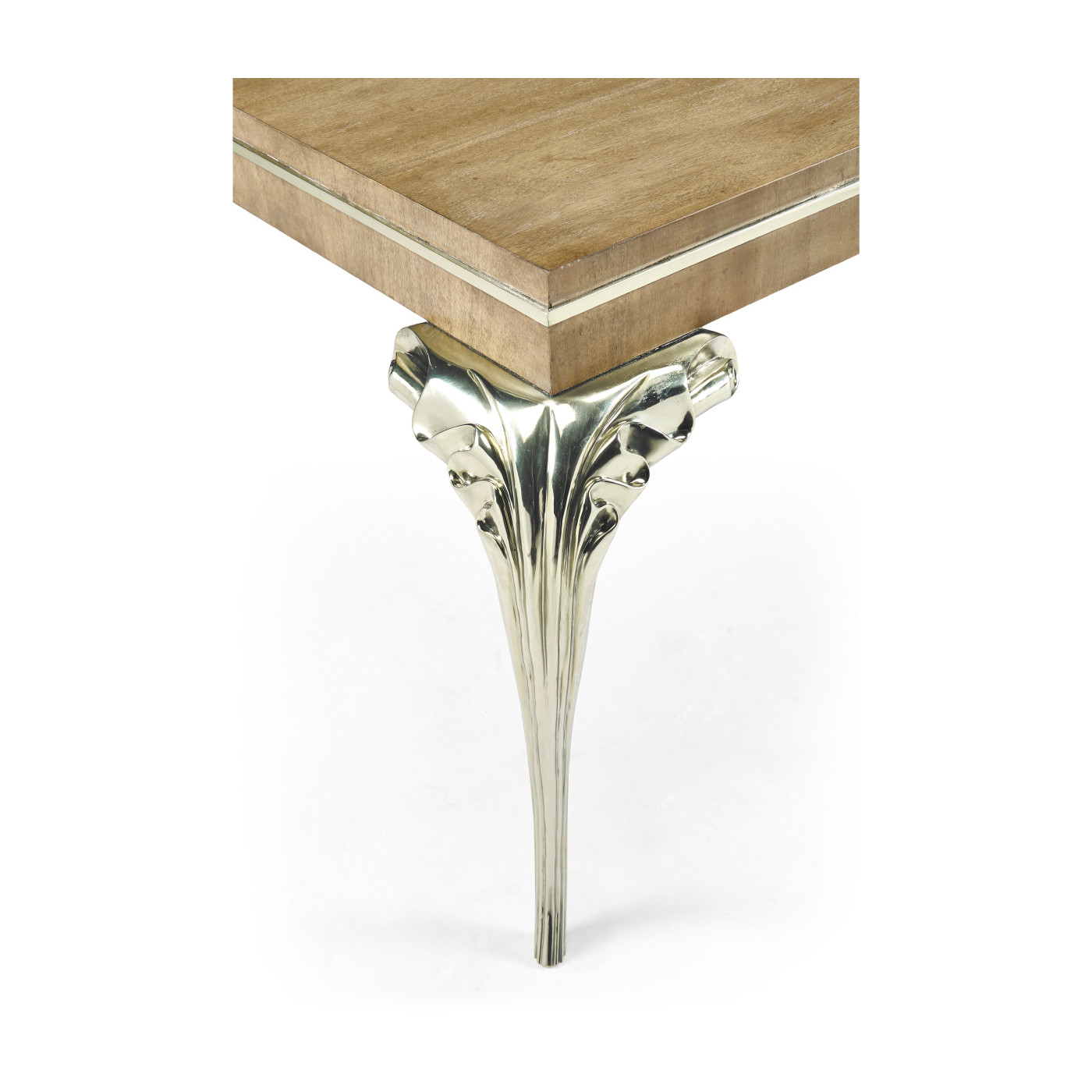 Rectangular Rivoli Walnut & White Stainless Steel Cocktail Table