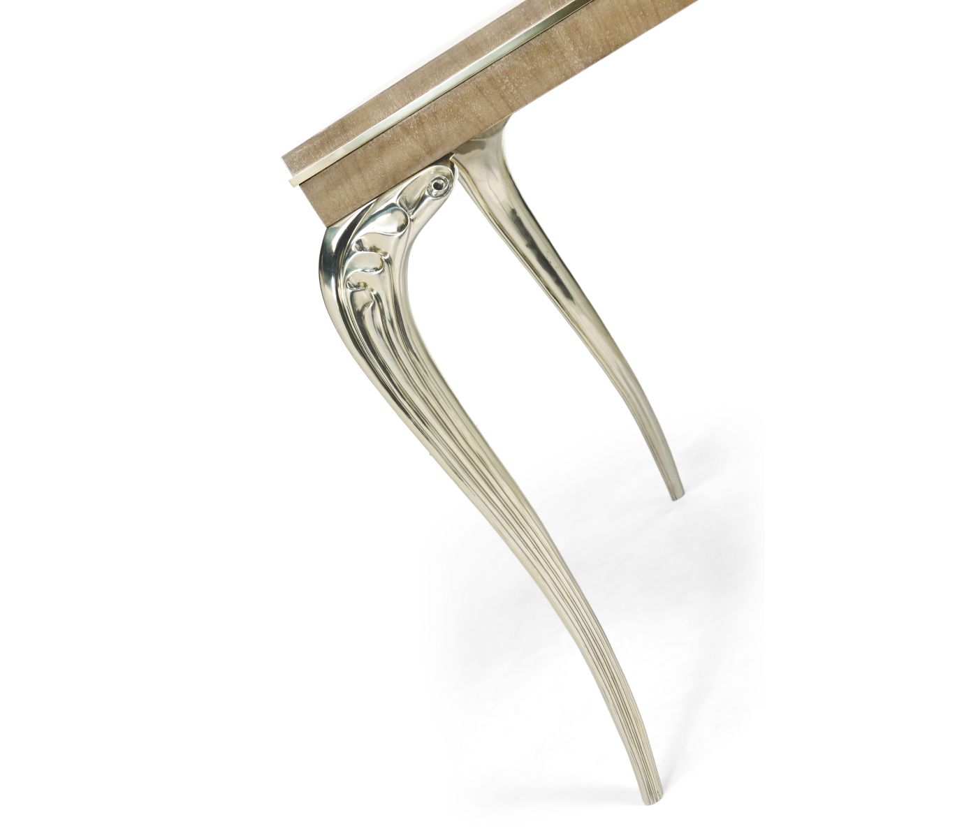 Square Rivoli Walnut & White Stainless Steel Lamp Table