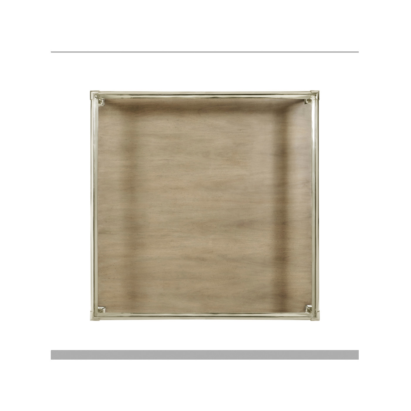 Square Rivoli Walnut & White Stainless Steel Cocktail Table with Clear Glass Top